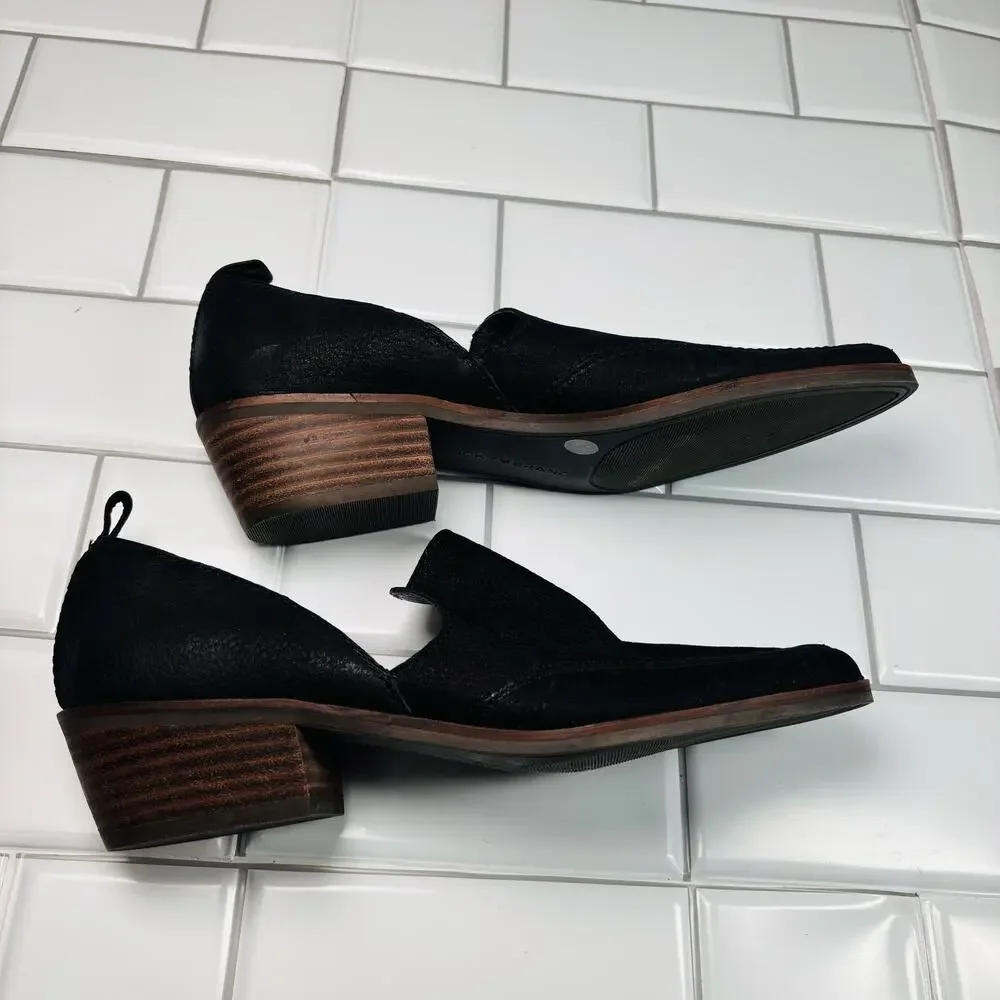 Women’s‎ Lucky Brand Black Leather Slip On Mahzan Flat size 7M